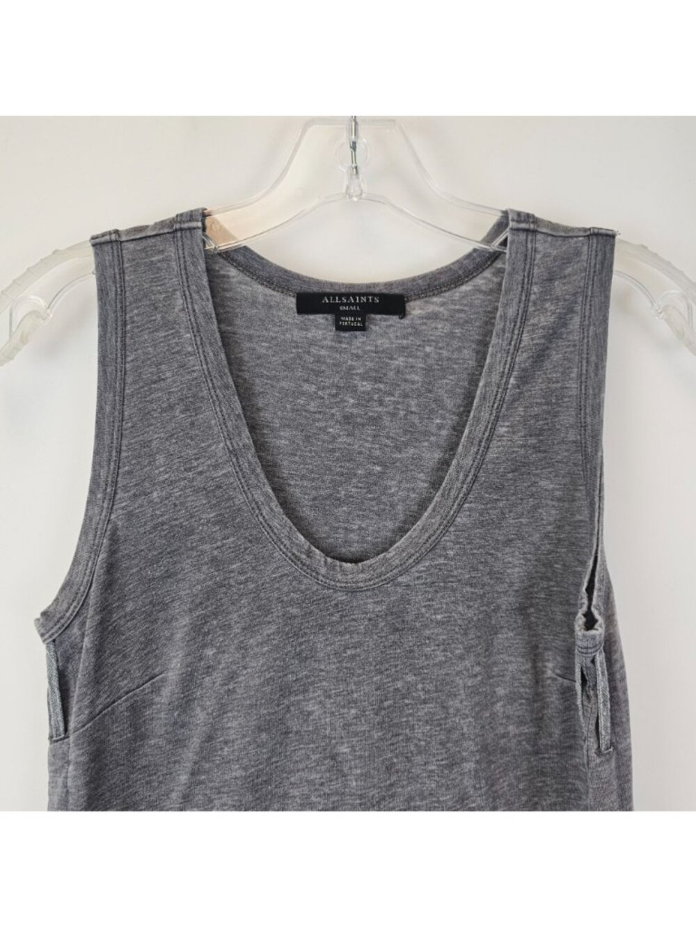 AllSaints Molly Devo Tank Womens S Gray Side Tie Sleeveless Top Athleisure - Picture 9 of 11